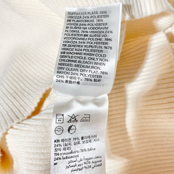 & Other Stories Rib Knit Slit Sleeve Round Neck Sweater Off White Size Large - Picture 16 of 16